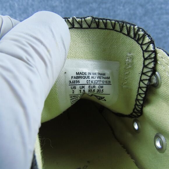 Converse Boys Sneaker Shoes Sz Y 2 Medium Athletic Black Fabric Lace Up - Picture 5 of 6